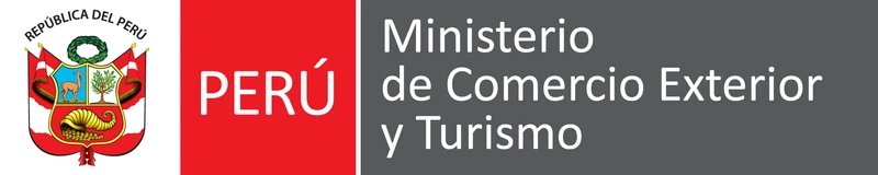 Logo del Ministerio de Comercio Exterior y Turismo del Perú con escudo nacional.