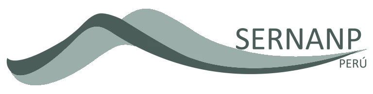 Logo de SERNANP Perú con diseño de ondas verdes.